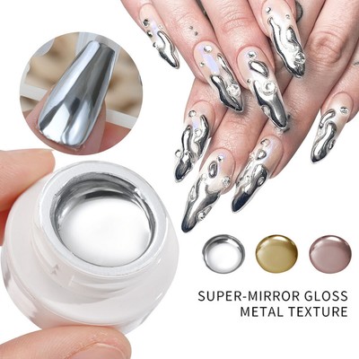 Born Pretty Metallic-Lack-Gel-Nagellack Silberner Spiegel Glitzerndes   
