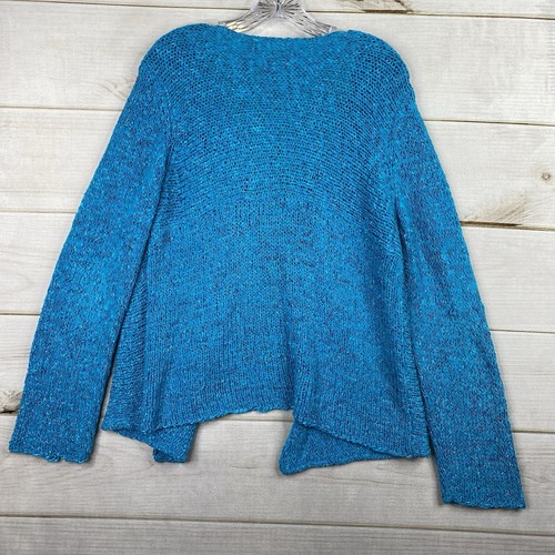 Chico's 3 Size XL Sweater Cardigan Blue Open Knit Lagenlook One Button Topper - Picture 9 of 10
