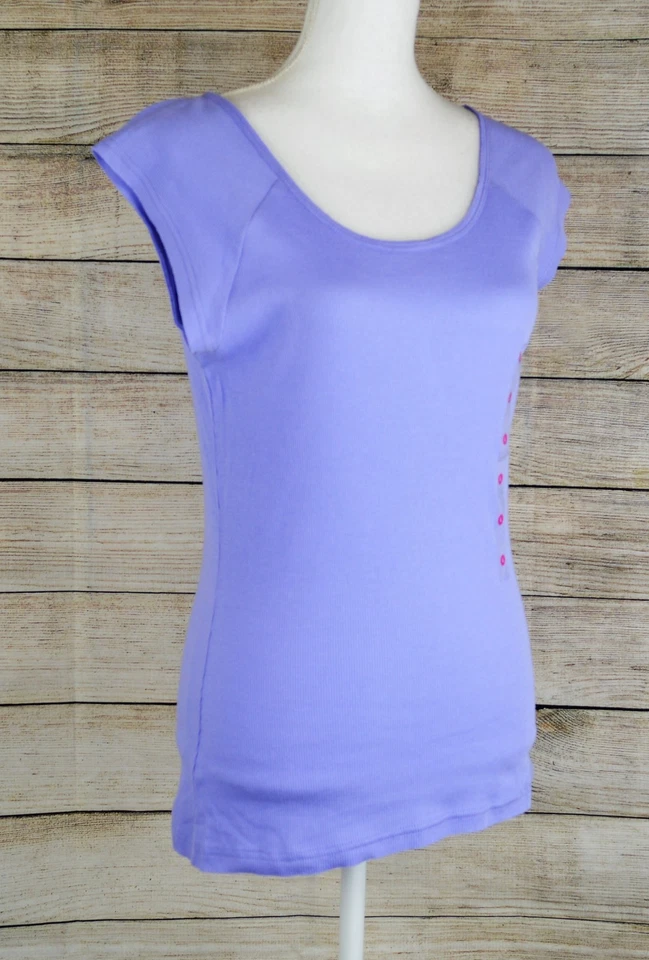 Jenni By Jennifer Moore Ropa de Dormir Camisa Camiseta Top Pijama PJ Costilla Púrpura Grande Foto 3 de 4
