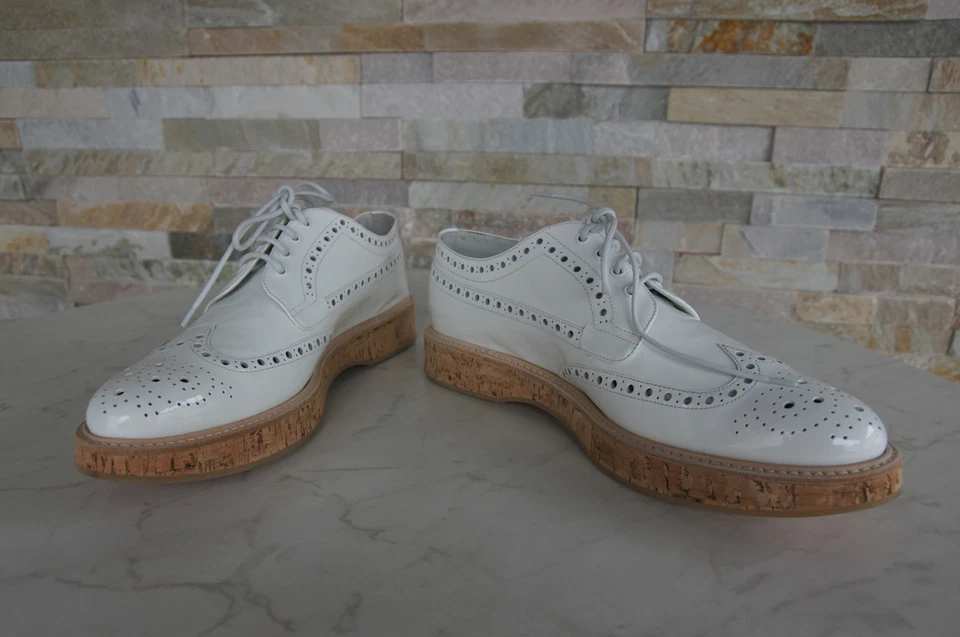 Zapatos de Lujo Iglesia Talla 36 Budapester con Cordones KEELY Blanco Nuevo Antiguo PVP460 € Foto 3 de 4