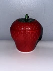 Vintage Hazel Atlas Milk Glass Strawberry Jelly Jam Jar Pot Lid.