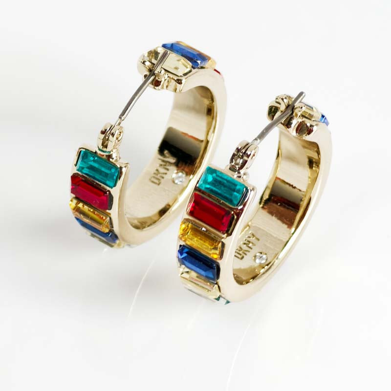 New 22mm DKNY Glass Hoop Earrings Gift Fashion Women Party Holiday Show Jewelry