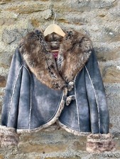 Miss Sixty - Unworn Faux Sheepskin Jacket In Denim Blue - Size 12 / 14