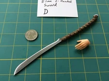 "Elven 2-Handed Sword D” 1:6 Scale Custom Steel Miniature By Auret