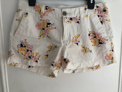 Women's Floral Old Navy 100% Cotton Shorts Off White Pastel