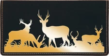 Grazing Deer Laser Engraved Leatherette Checkbook Cover