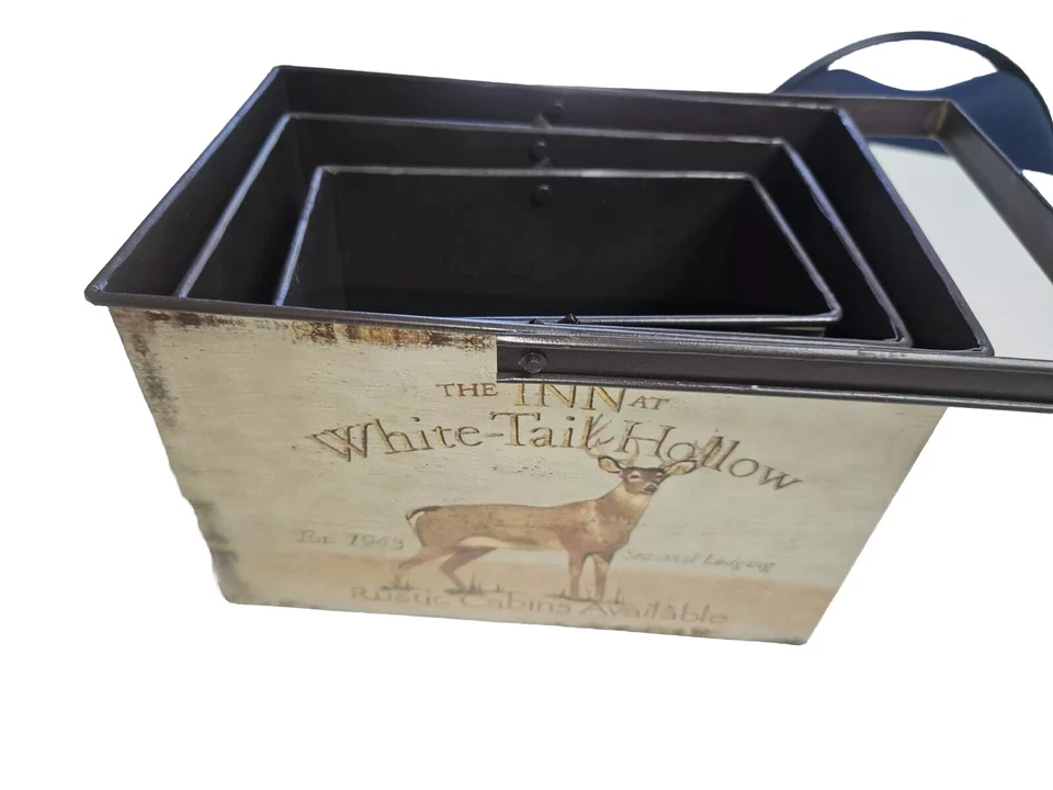 Nesting Tin Boxes Featuring Bear, Deer And Moose Country Core  - Image 3 of 4
