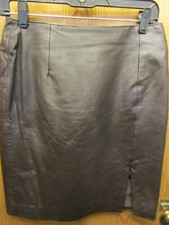 WOMENS DAVID BENJAMIN DARK BROWN LEATHER LINED SKIRT SIZE 8 LENGTH 21"