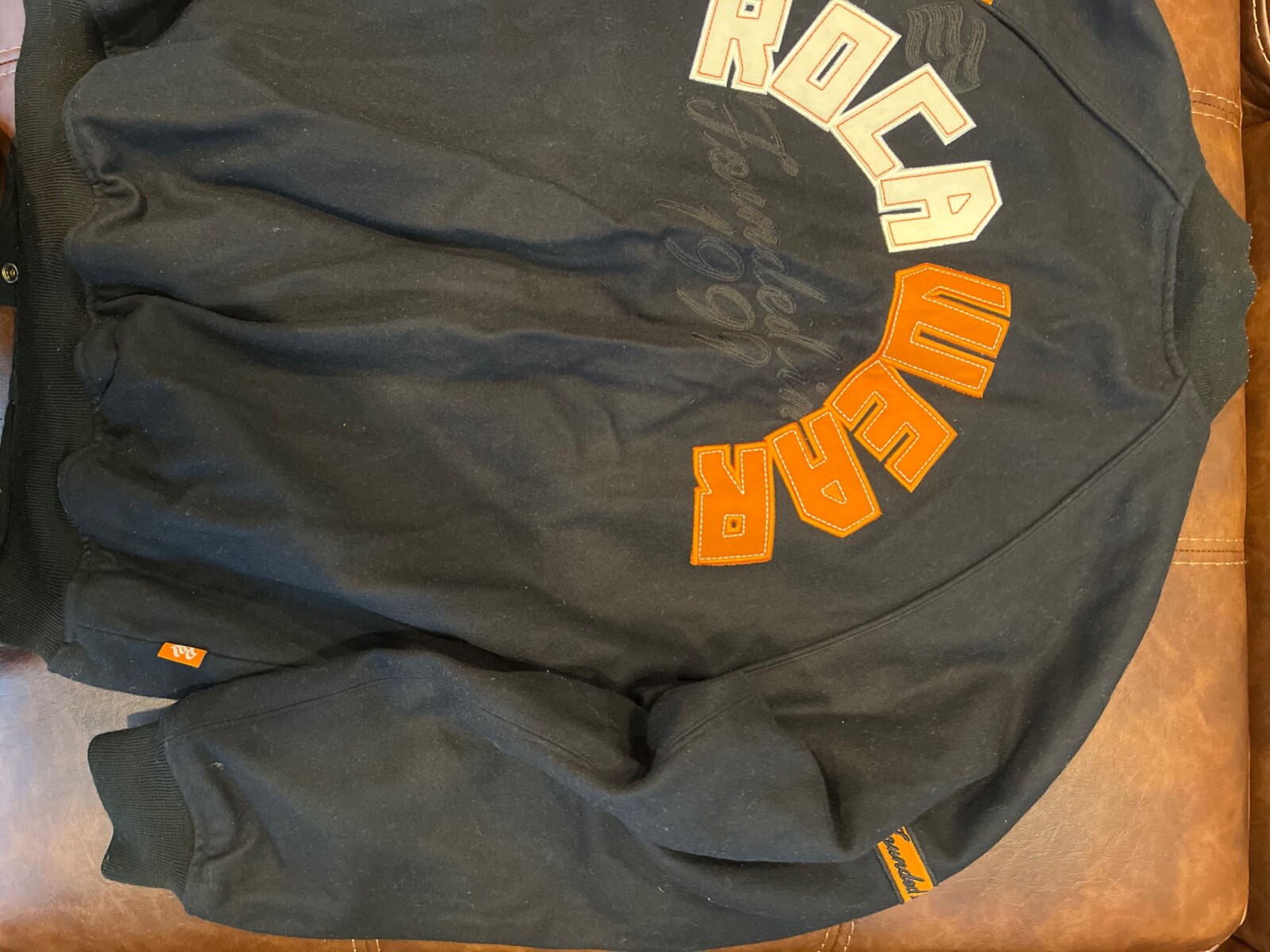 preowned authentic Rocawear jacket navy white ora… - image 6