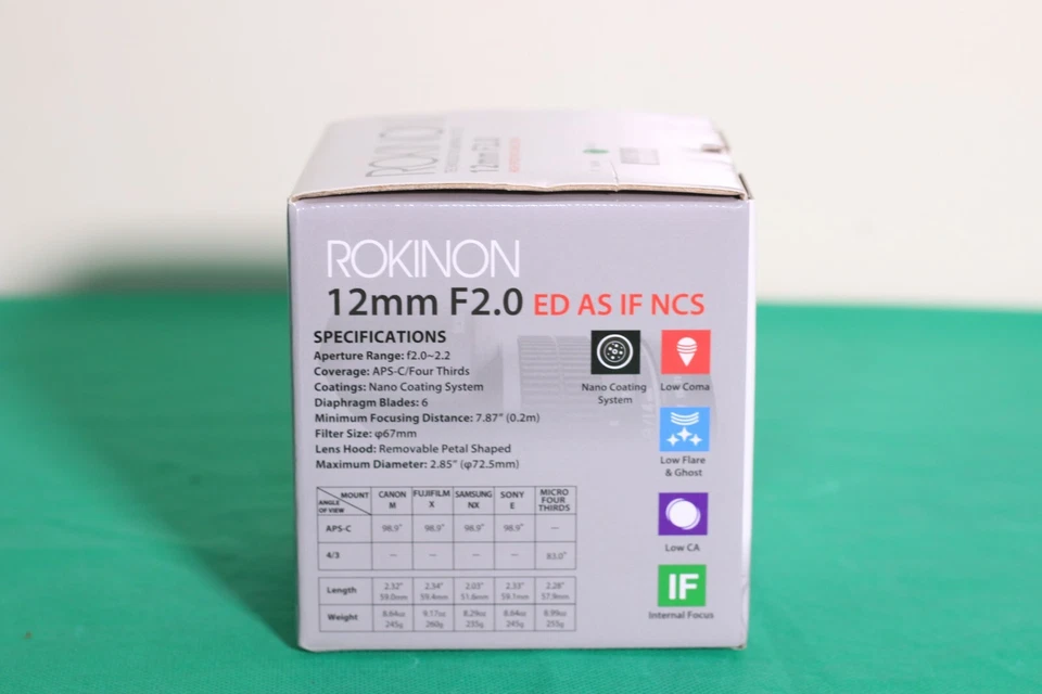 Rokinon 12mm f/2.0 NCS CS Lens for Canon M Mirrorless Camera Mount #RK12M-M - Image 4 of 4
