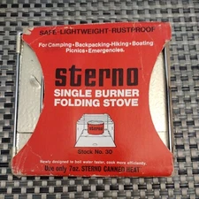 Sterno Vintage Single Burner Folding Stove Stainless steel Gold Tone tail gate