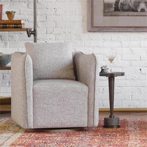 Uttermost Masika 11" Round Concrete and Metal Accent End Table in Gray/Bronze - Picture 4 of 7