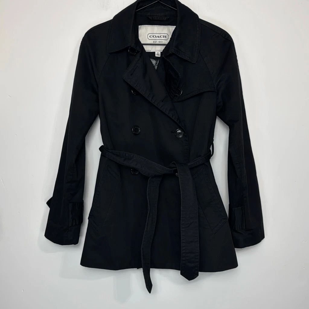 Coach Cappotto Trench Nero Media Lunghezza S