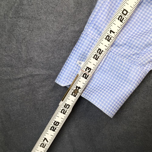 Camicia elegante uomo Arrow Royal classica blu pied de poule manica lunga bottoni co - Foto 9 di 10