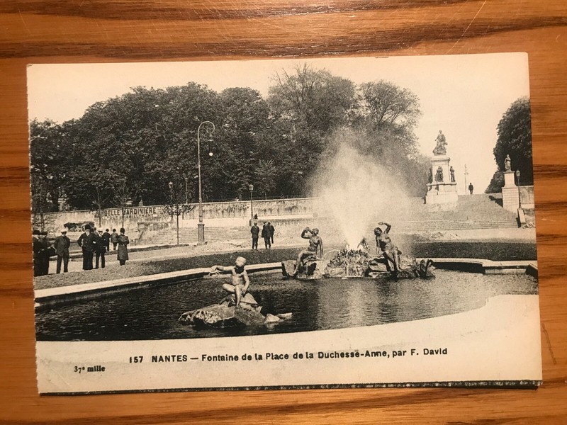 Vintage Postcard - Nantes, France - Fontaine de la Place de la Duchesse-Anne