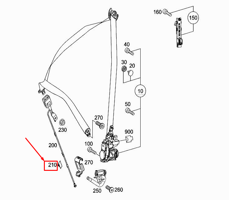 MERCEDES-BENZ ML W166 Halterung für Sicherheitsgurtschloss vorne A1665463243