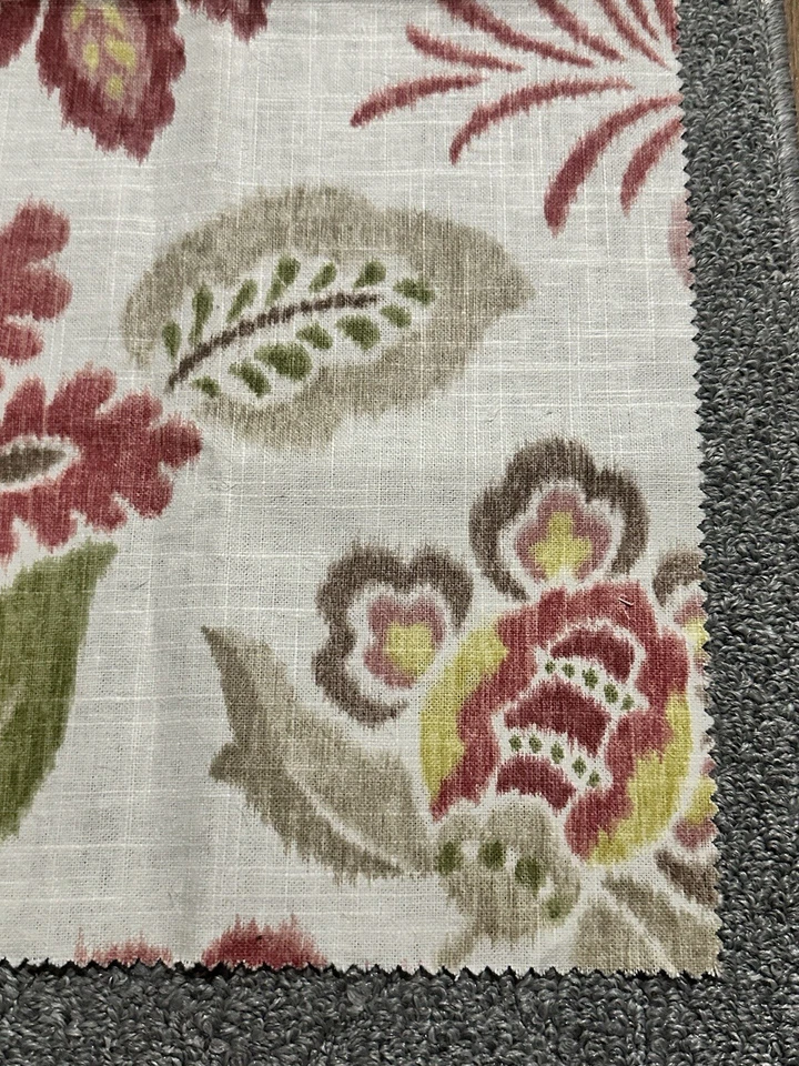 Duralee Fabric Sample 42194 Azalea 25.75” x 24.75” Floral Pink Red Green Crafts - Image 3 of 4