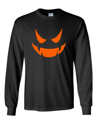 Vampire Pumpkin Emoticon Novelty Sarcastic Humor Men's Long Sleeve Shirt