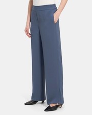 Theory Size 00 Jolinta NP Womens Pants Chambray Crepe Straight Leg Pull On 325