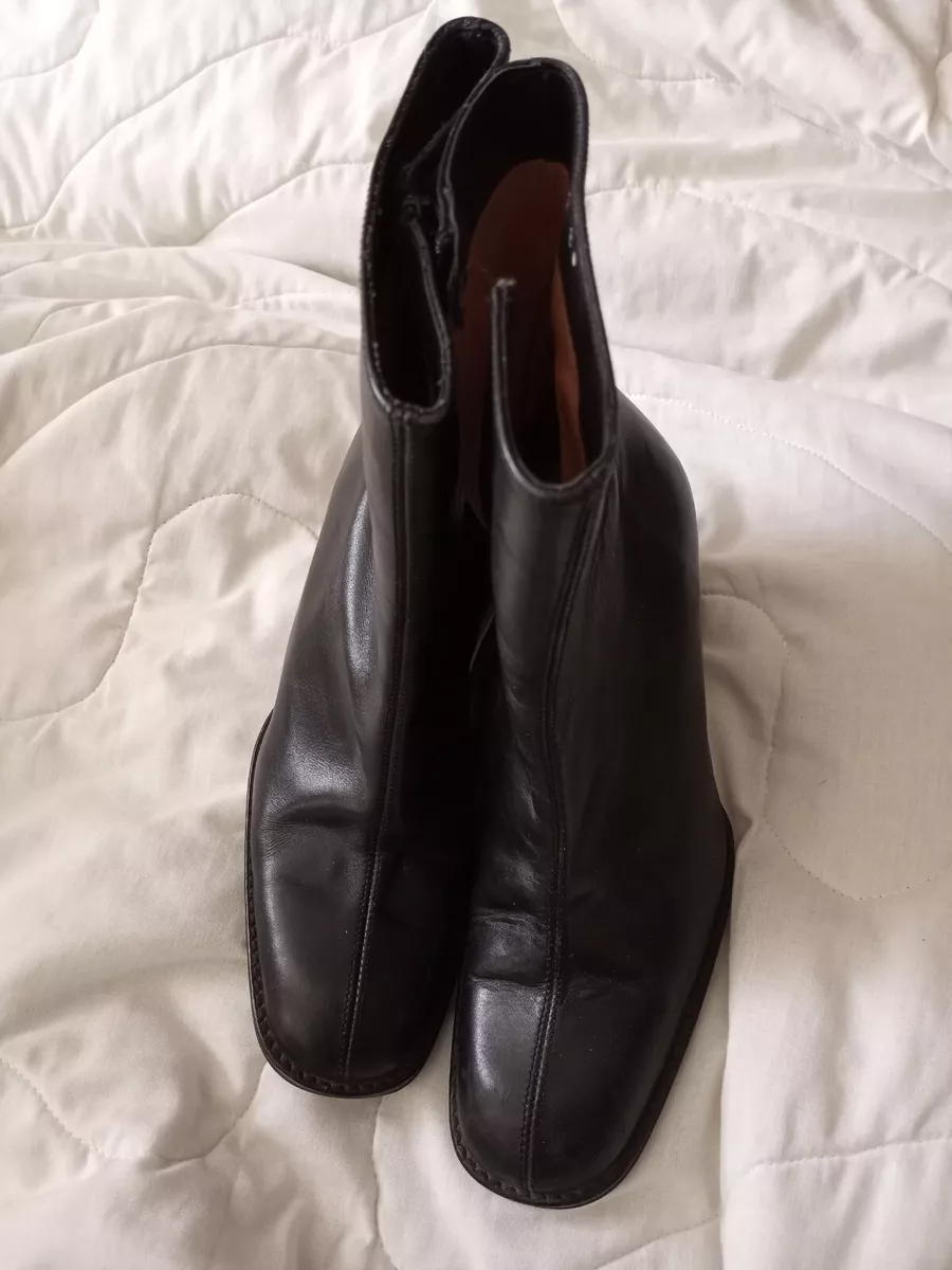 J Crew Black Smooth Leather Side Zip Ankle Boot Size 8 B. Made in Italy |  eBay