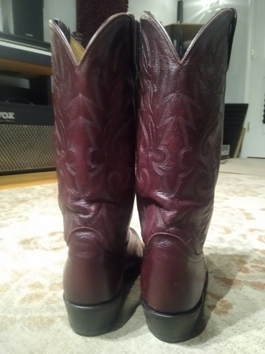 DAN POST MILWAUKEE BLACK CHERRY LEATHER ROUND TOE COWBOY BOOTS #112R MEN'S 9.5D - Picture 8 of 12