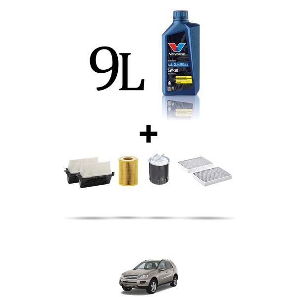 Hoffcar Wartungsset 4 Filter Und 9L ÖL FüR Mercedes Klasse M (W164) 300 CDI 15-image
