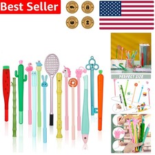 15 Pcs Cute Gel Ink Pens Unicorn Cactus Novelty Kawaii Animal Fun Black Ink