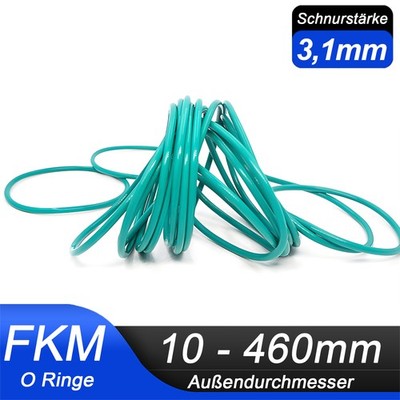 3,1mm Schnurstärke O Ring Außen 10-460mm O-Ringe FKM 70 Grün Dichtung Dichtring