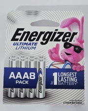 Energizer Ultimate Lithium AAA Batteries Pack of 8, Expires 12/2050.