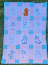 Rare Vintage Baby Blanket Quilt Handmade Pink And Blue
