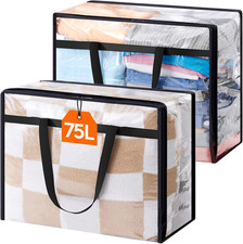 Lifewit 2 Pack Clear Clothes Storage Bags, 75L Plastic 75L, Transparent