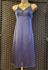 Vintage VANITY FAIR FULL SLIP Size 36 L Medium NAVY BLUE Nylon Lace Siren Femme