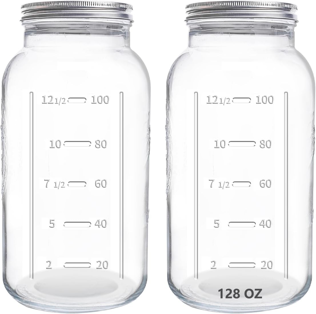  128 oz Mason Jars Extra Wide Mouth 2 Pack, 1 Gallon Glass L