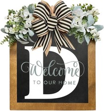 16'' Personalized Last Name Welcome Sign, Door Wreaths for Front Door Outside...