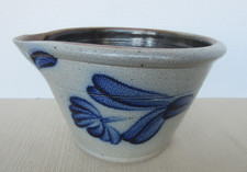 Vintage Rowe Pottery 1  1/ 2 Qt Batter Bowl 1988 Salt Glaze Flower Leaf Design