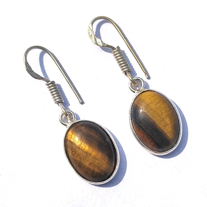 Boucles D'Oreilles Pendantes En Argent Sterling 925 - Pierres Citrine Naturelle - Fait Main En Inde - Neuf