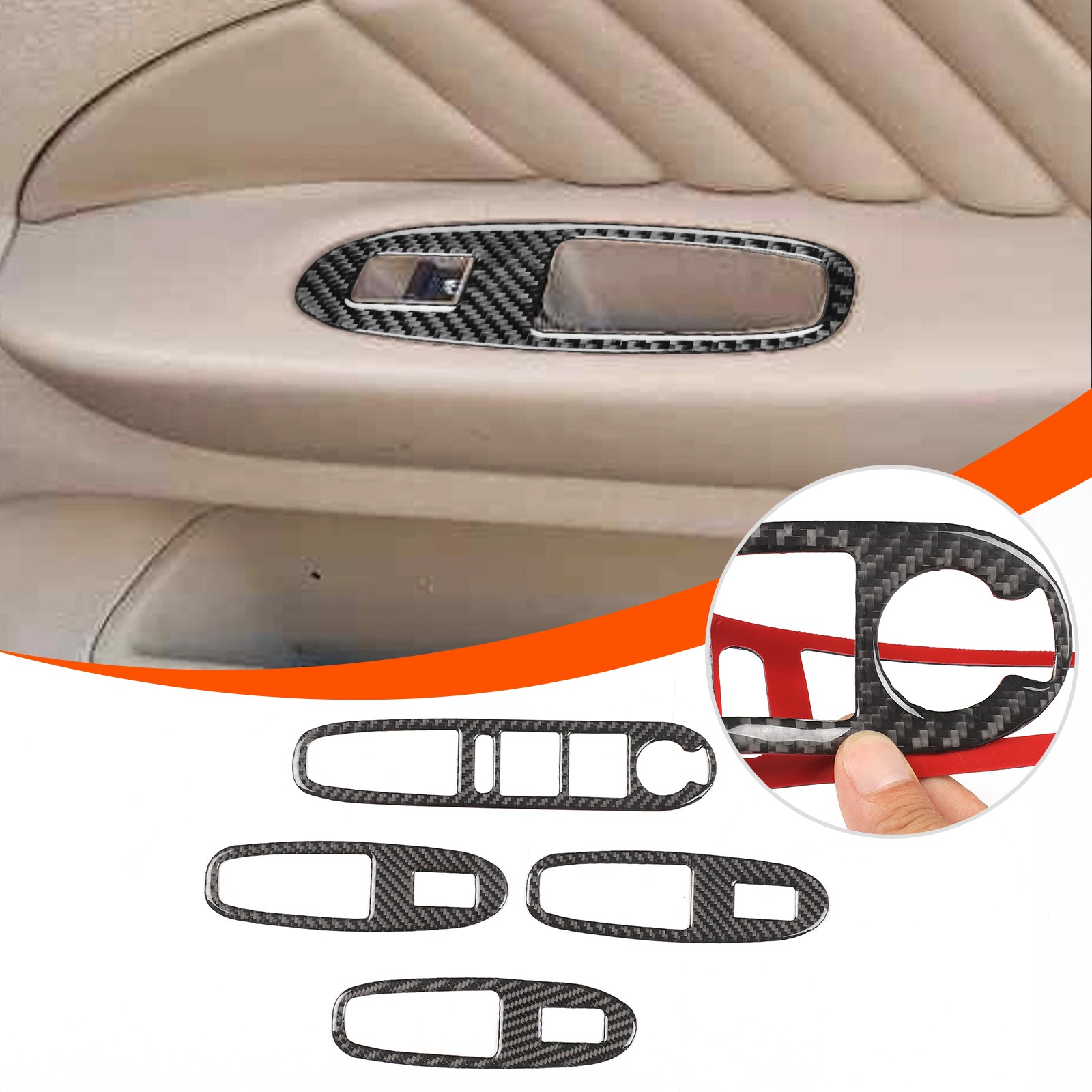 Carbon Car Window Glass Lifting Button Frame Sticker For Alfa Romeo 159 2004-11