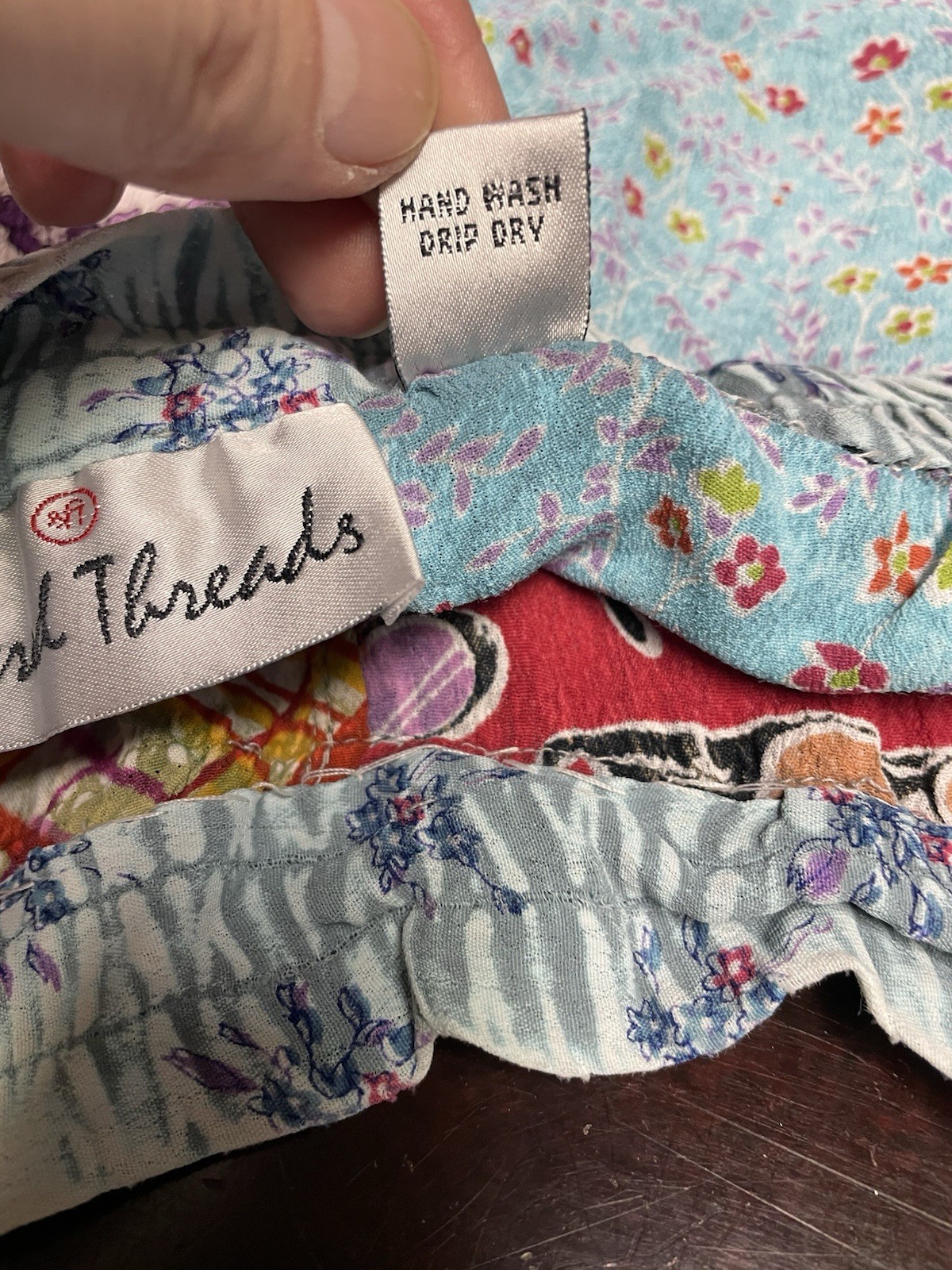 VTG Sacred Threads Patchwork Pull on Wide Leg Pan… - image 5