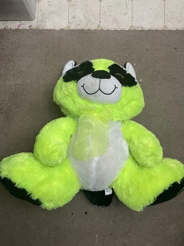 Green White Black Raccoon Plush Stuffed Animal Toy Soft Cuddle Toy