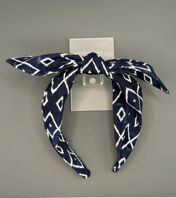 Navy Blue Diamonds Homemade Tie Knot Headband Hair Accessories For Girls Women
