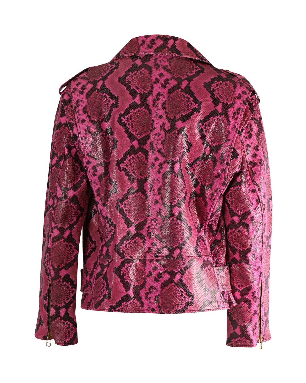 Marques Almeida Pink Leather Python Effect Biker … - image 3