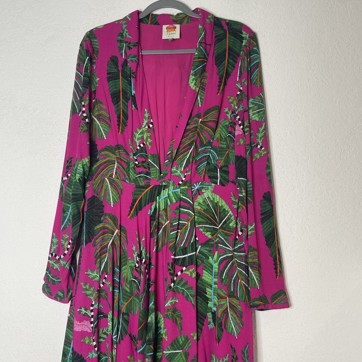 farm rio green long sleeve dress Blue Winter Tapestry Long Sleeve Maxi Dress