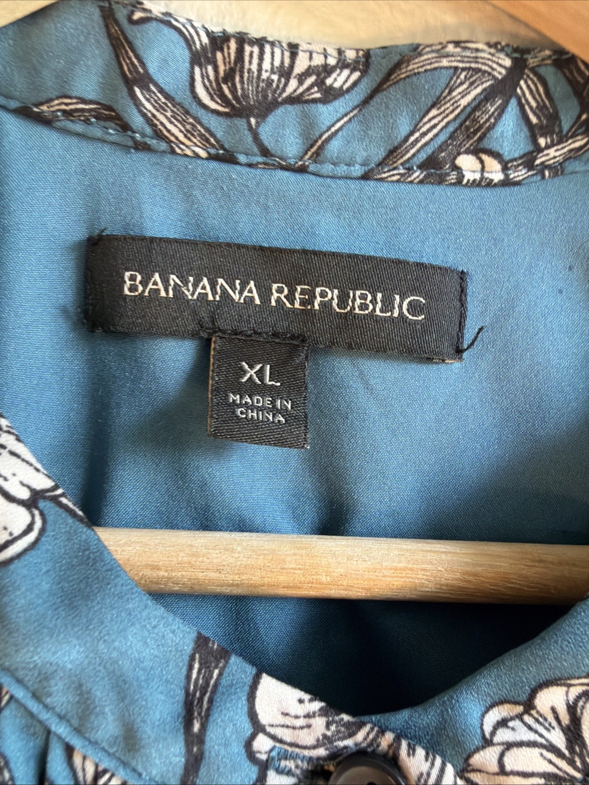 Banana Republic Teal Floral Pintuck Pleated Shirtdress Long Sleeve XL Cottage image 2