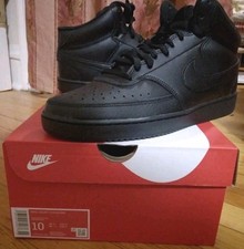 Nike Court Vision Mid Black/Triple Black Leather Shoes Mens 10 CD5466-002 New