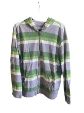 Urban Pipeline Green/Gray Striped Zip Down Casual Jacket. Size Large.