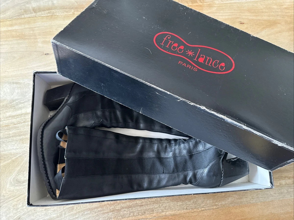 Bottines Vintage Free Lance En Cuir Noir – Taille 38 – Fabriquées En France
