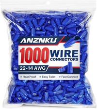 Blue Electrical Wire Connectors Nuts 1000 PCS, AWG 22-14 Wire Caps Color: Blue