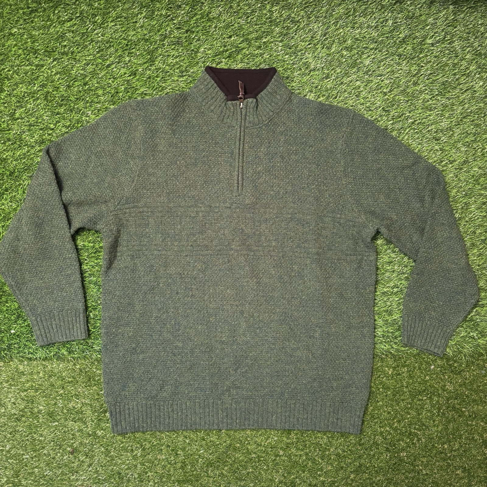 Pendleton Washable Wool  Quarter Zip Dark Green S… - image 1