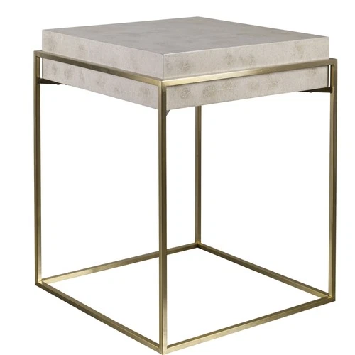 Uttermost 25100 Inda 19"W Veneer Top Steel Side Table - Brass - Picture 1 of 4