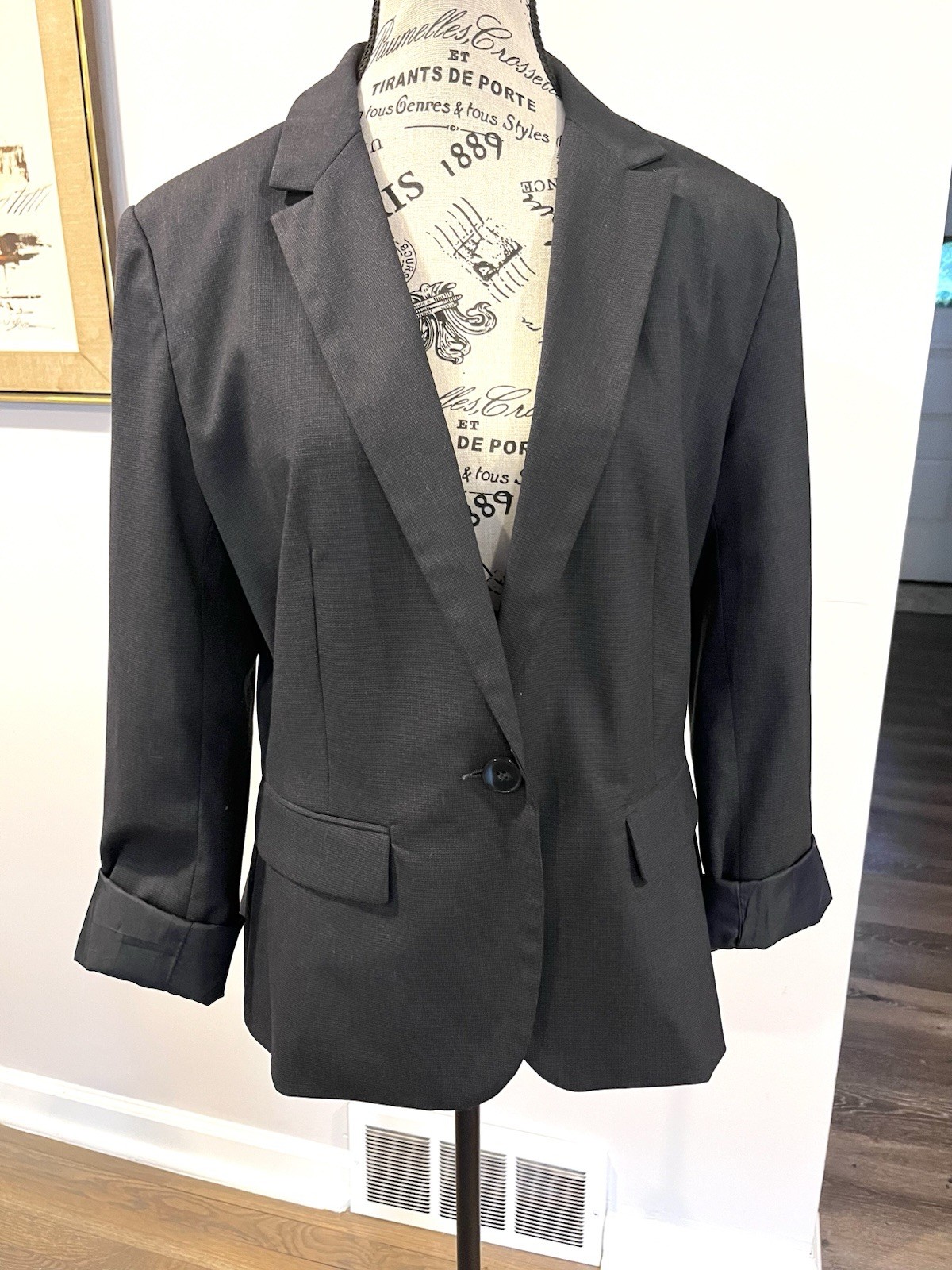 Zara Basic Collection Blazer Size 12 Charcoal Mic… - image 1